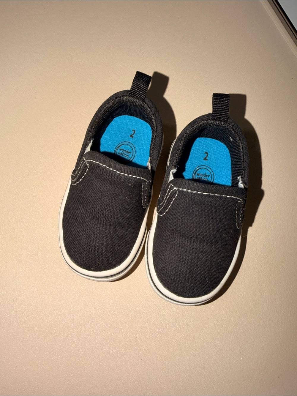 wonder nation Black Slip-On Baby Canvas Shoes with Blue Insole